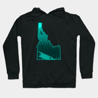 Idaho Fly Retro Fly Fishing Wild Trout River Aqua Marine Hoodie